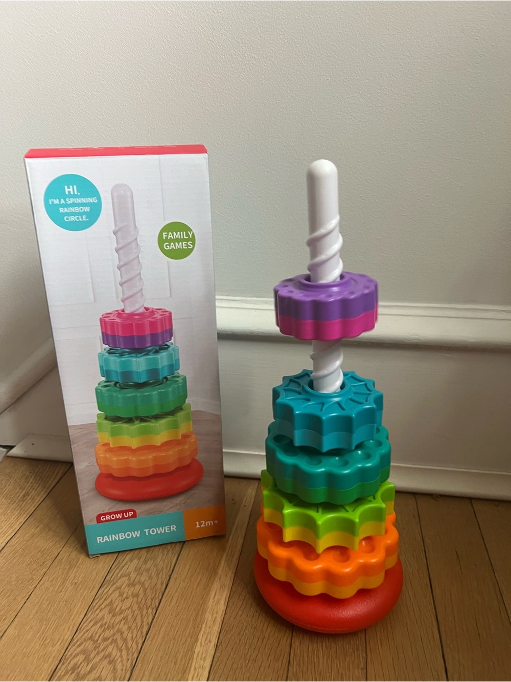 Rainbow Stacking Tower Toy - 14 inches tall -Multicolor - 12+ months